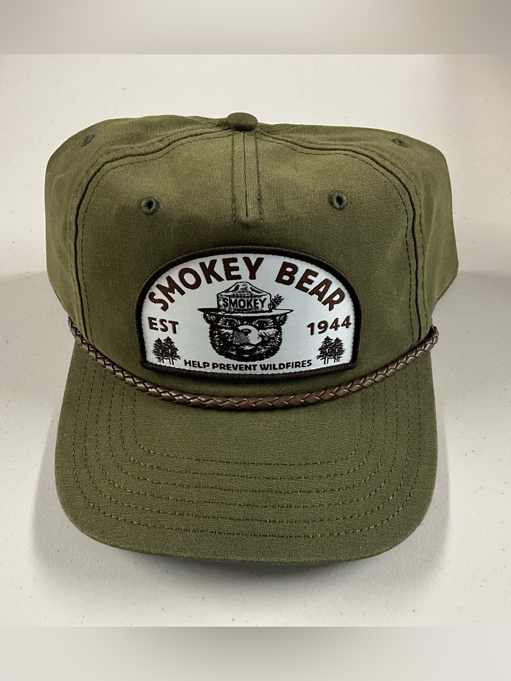 Smokey Bear Olive Green Patch Trucker Hat